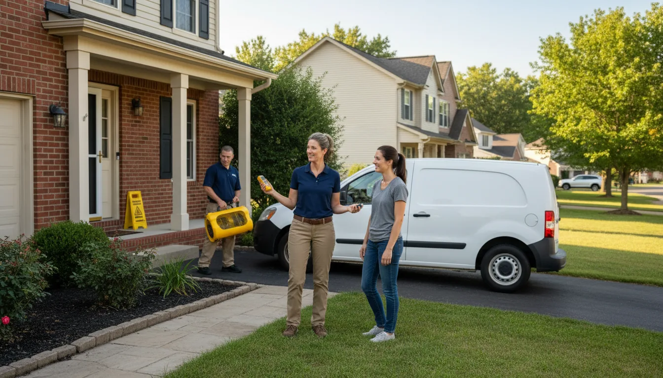 Residential water damage restoration in Champaign, IL